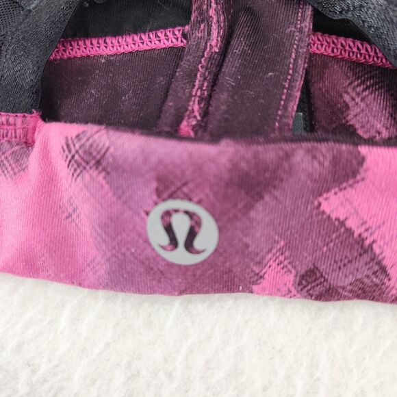 Lululemon Sweaty Endeavor Bra Blooming Pixie Raspberry Black Size 6 Run Support - Picture 7 of 7